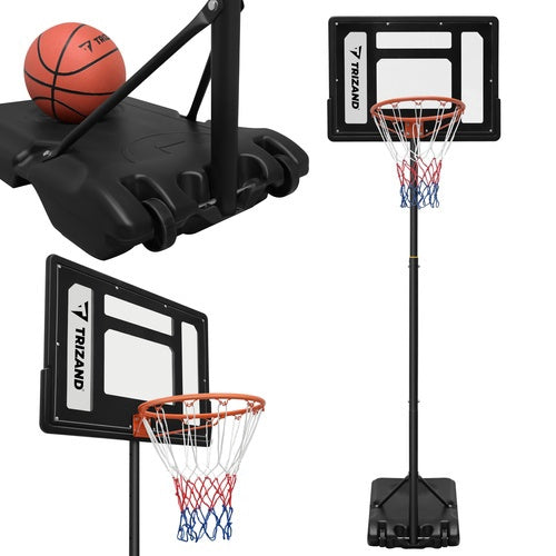 Verstelbare basketbalring met achterbord en bal
