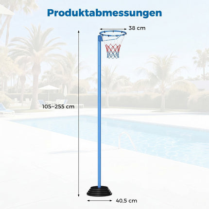 Adjustable Basketball Hoop with Fillable Base, 105-255 cm