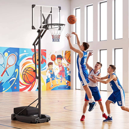 Adjustable Basketball Hoop with Shatterproof Backboard & Wheels