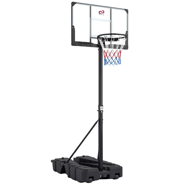 Verstelbare basketbalring met wielen en opbergruimte