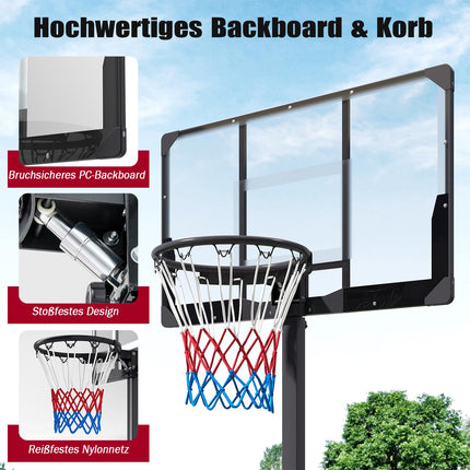 Nastavitelný basketbalový koš s kolečky a úložným prostorem
