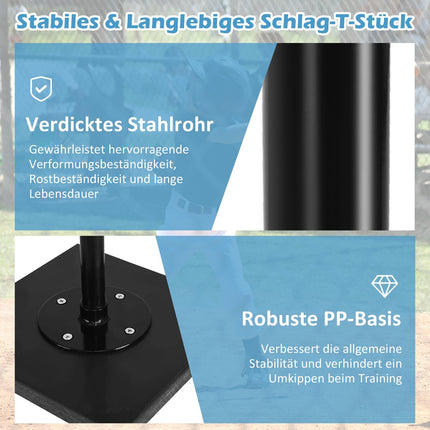 Verstellbares Schlag-Tee, 63,5-91,5 cm, tragbar, schwarz