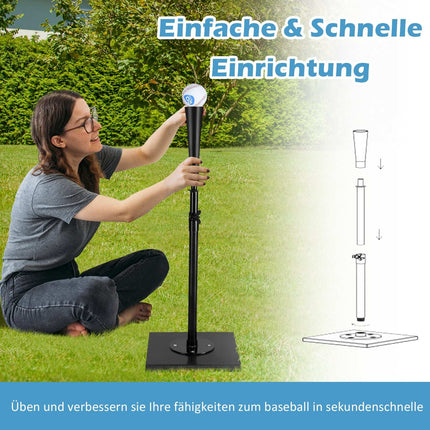 Verstellbares Schlag-Tee, 63,5-91,5 cm, tragbar, schwarz