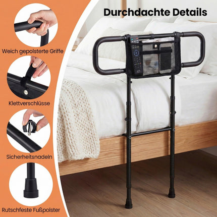 Adjustable Bed Rail for Seniors with Storage Pocket
