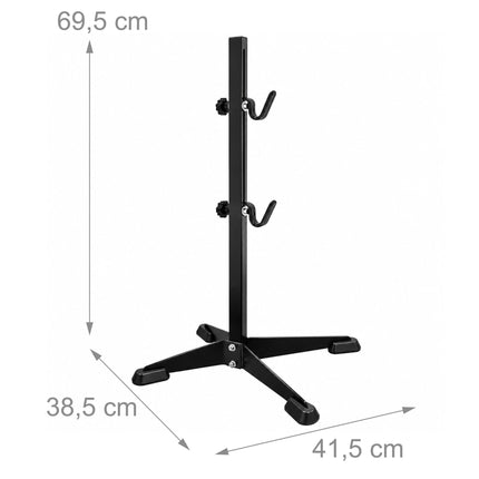 Adjustable Bike Stand with Rubber-Coated Hooks, Freestanding, Black, Iron