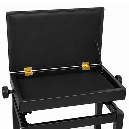 Adjustable Black Birch Piano Bench with Storage