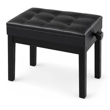 Adjustable Black Birch Piano Bench with Storage