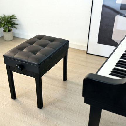 Adjustable Black Birch Piano Bench with Storage