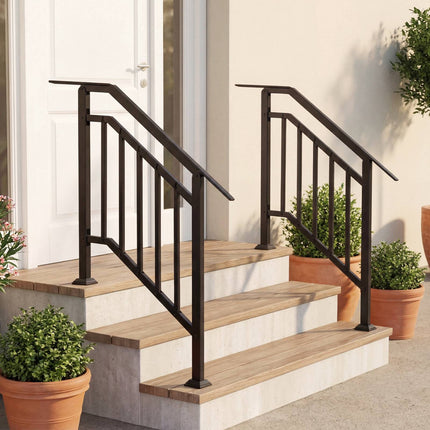 Adjustable Black Outdoor Handrails, 2 Pack, Galvanized Metal