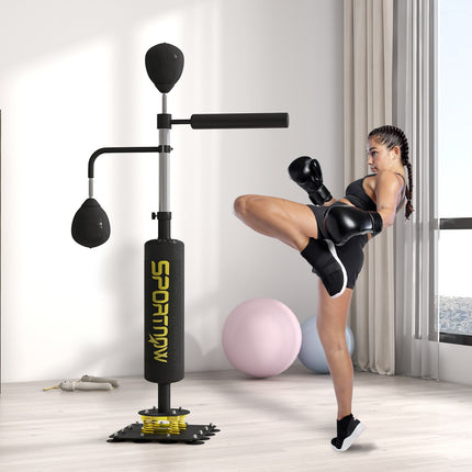 Adjustable Boxing Stand with Speedballs, Kick Pad, Steel