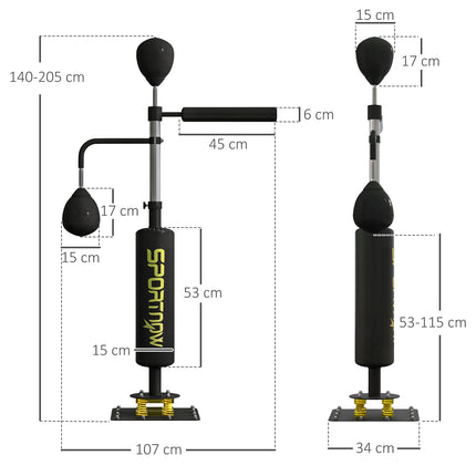 Adjustable Boxing Stand with Speedballs, Kick Pad, Steel