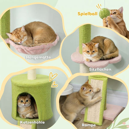 Adjustable Cat Tree with Hammock & Sisal Posts, Green
