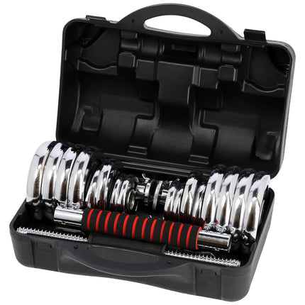 Adjustable Chrome Dumbbells with Case, 30kg Set