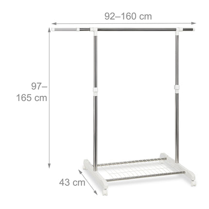 Adjustable Coat Rack with Castors and Shelf