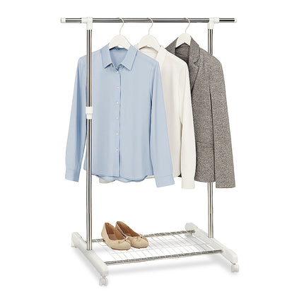 Adjustable Coat Rack with Castors and Shelf