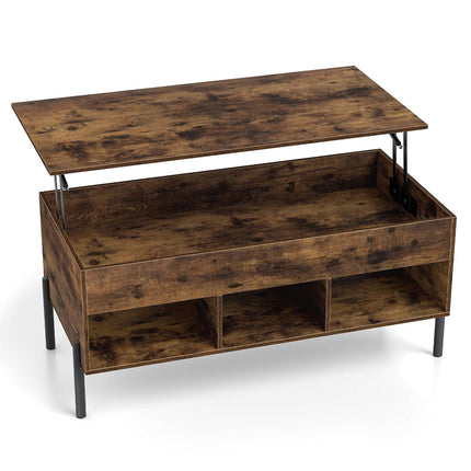 Adjustable Coffee Table with Lift-Top, Storage, Brown