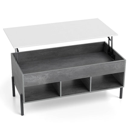 Verstellbarer Couchtisch mit Hebeplatte und Stauraum, Grau