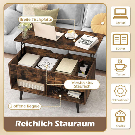 Adjustable Coffee Table with Lift-Top & Storage Shelves