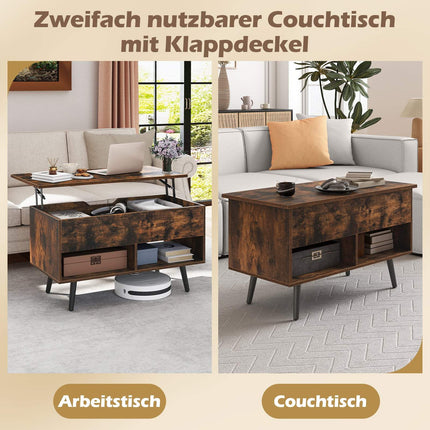 Adjustable Coffee Table with Lift-Top & Storage Shelves