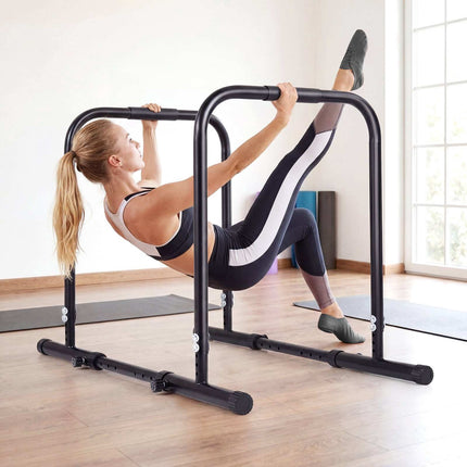 Adjustable Dip Bar Station, 660 LBS Capacity, Black Metal