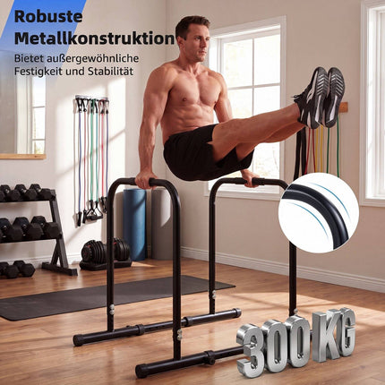 Adjustable Dip Bar Station, 660 LBS Capacity, Black Metal