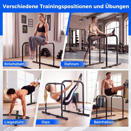 Adjustable Dip Bar Station, 660 LBS Capacity, Black Metal