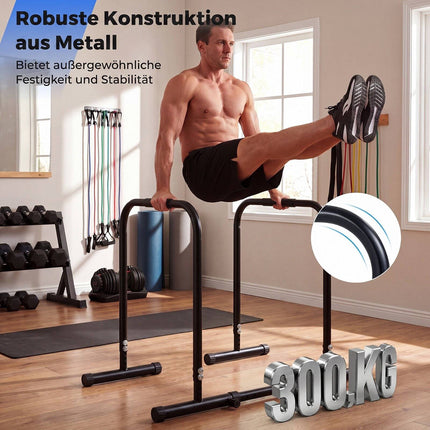 Adjustable Dip Bar Station, 660 lbs Capacity, Black Metal