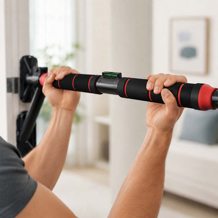Adjustable Doorway Pull-Up Bar, 87–100 cm, Black/Red