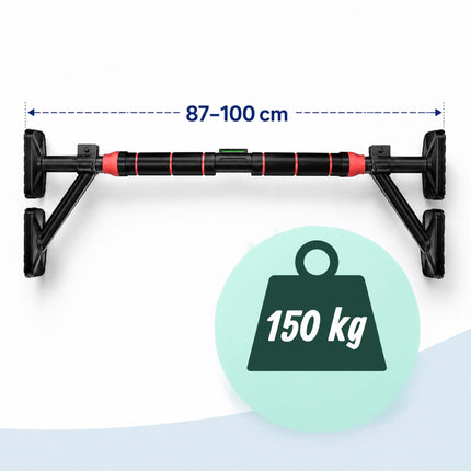 Adjustable Doorway Pull-Up Bar, 87–100 cm, Black/Red