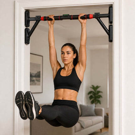 Adjustable Doorway Pull-Up Bar, 87–100 cm, Black/Red