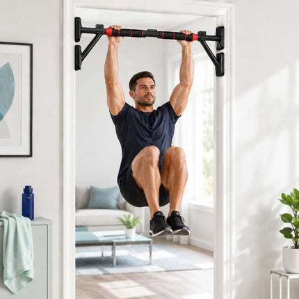 Adjustable Doorway Pull-Up Bar, 87–100 cm, Black/Red
