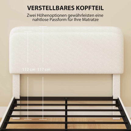 Verstellbares Doppelbettgestell mit Teddyfleece-Kopfteil