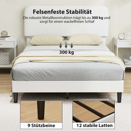 Verstellbares Doppelbettgestell mit Teddyfleece-Kopfteil
