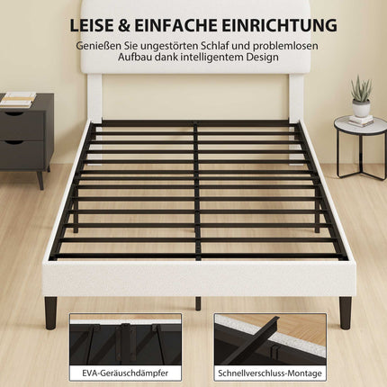 Verstellbares Doppelbettgestell mit Teddyfleece-Kopfteil