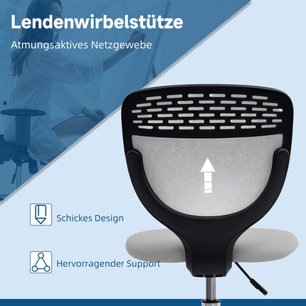 Verstellbarer Zeichenstuhl mit Fußstütze, Netzrückenlehne, Grau