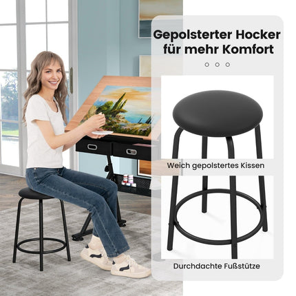Adjustable Drawing Desk with Stool, Tilt Top, Storage