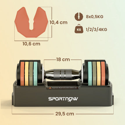 Verstellbares Kurzhantel-Set 1–5 kg mit Schnellverstellgriff