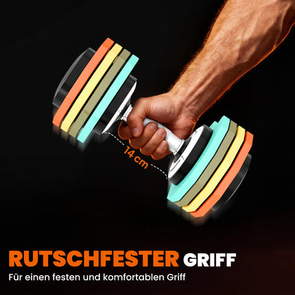 Verstellbares Kurzhantel-Set, 5-25 kg, rutschfester Griff