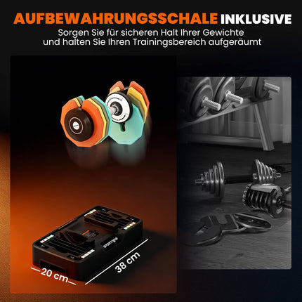 Verstellbares Kurzhantel-Set, 5-25 kg, rutschfester Griff