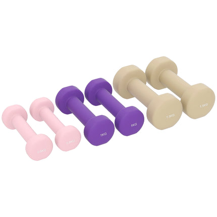 Verstellbares Kurzhantel-Set mit Koffer, 6 Paare: 0,5 kg bis 1,5 kg