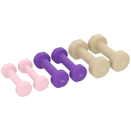 Verstellbares Kurzhantel-Set mit Koffer, 6 Paare: 0,5 kg bis 1,5 kg