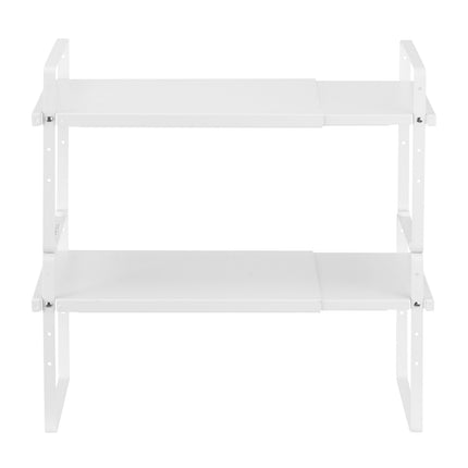Adjustable Expandable 2-Tier Cabinet Shelf Organizer, White
