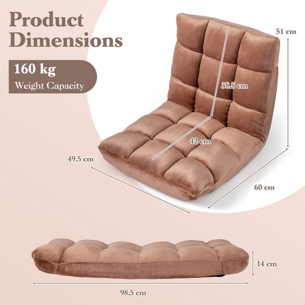 Verstellbarer Bodenstuhl, 14-Positionen, Flanell, Beige