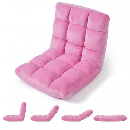 Adjustable Floor Chair, 14-Position, Folding, Pink
