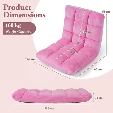 Adjustable Floor Chair, 14-Position, Folding, Pink
