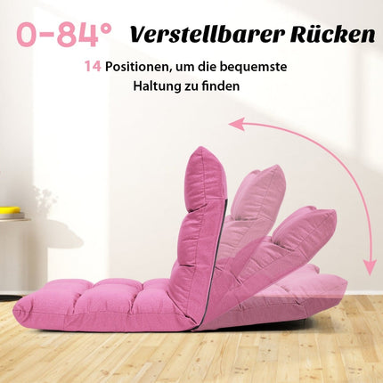 Verstellbarer Bodenstuhl, Schaumstoff, Baumwolle, Rosa, 106,5x55,5x10 cm