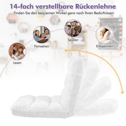 Verstellbarer Bodenstuhl, klappbar, 14 Positionen, weiß
