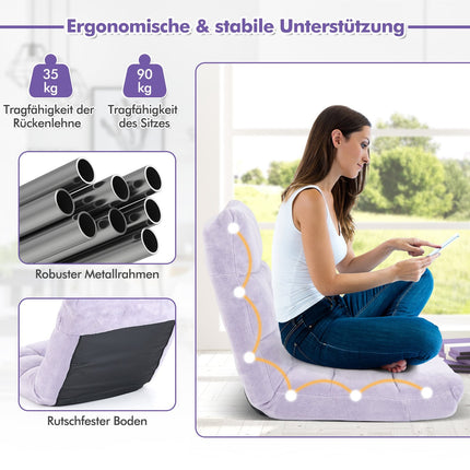 Verstellbarer Bodenstuhl – Lila, 14 Positionen, faltbar