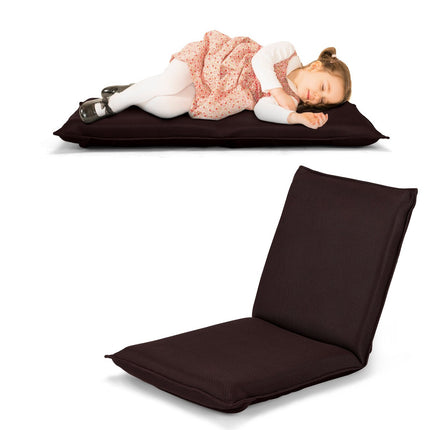 Verstellbarer Bodenstuhl mit 6-fach verstellbarer Rückenlehne, Kaffeefarbenes Textil