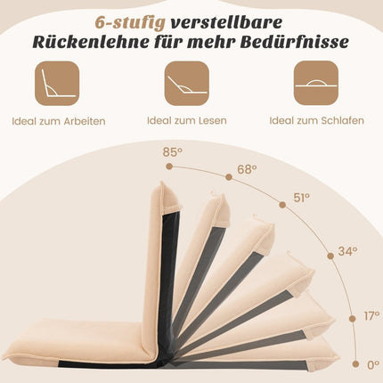 Verstellbarer Bodenstuhl mit 6-facher Neigungsverstellung, Beige